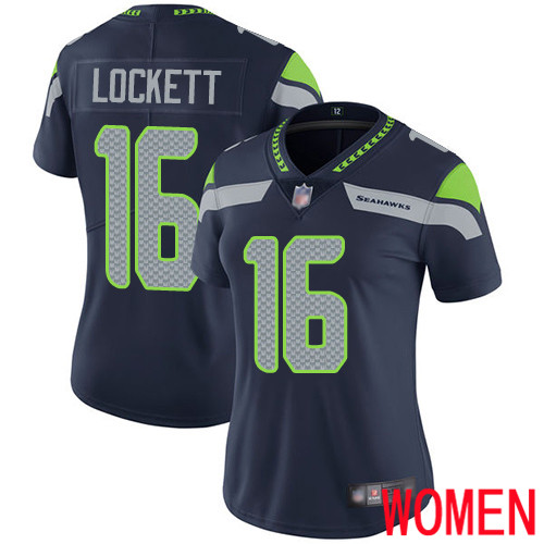 Seattle Seahawks Limited Navy Blue Women Tyler Lockett Home Jersey NFL Football #16 Vapor Untouchable->women nfl jersey->Women Jersey